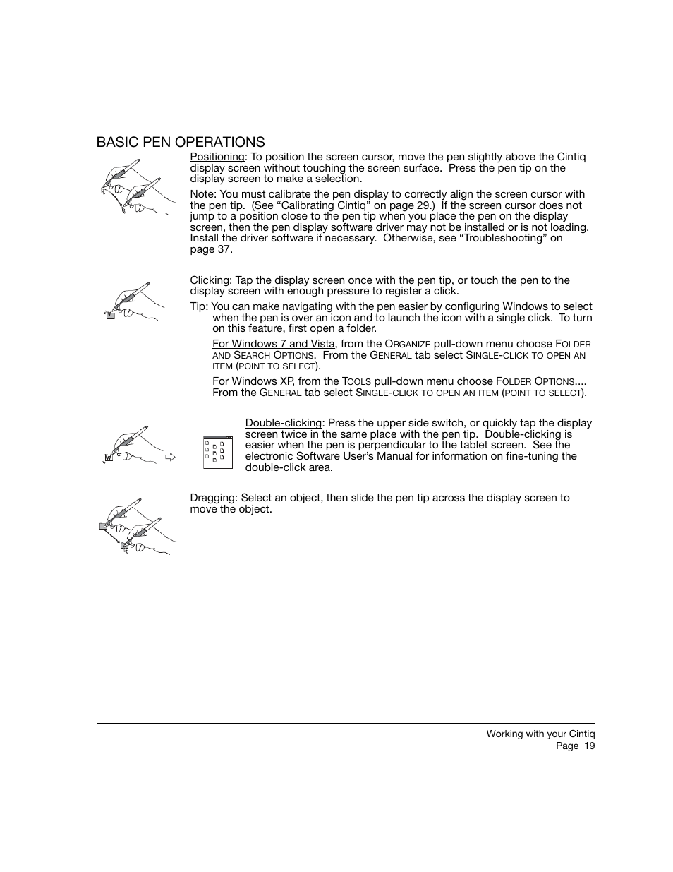 Basic pen operations | Wacom 12WX User Manual | Page 21 / 76