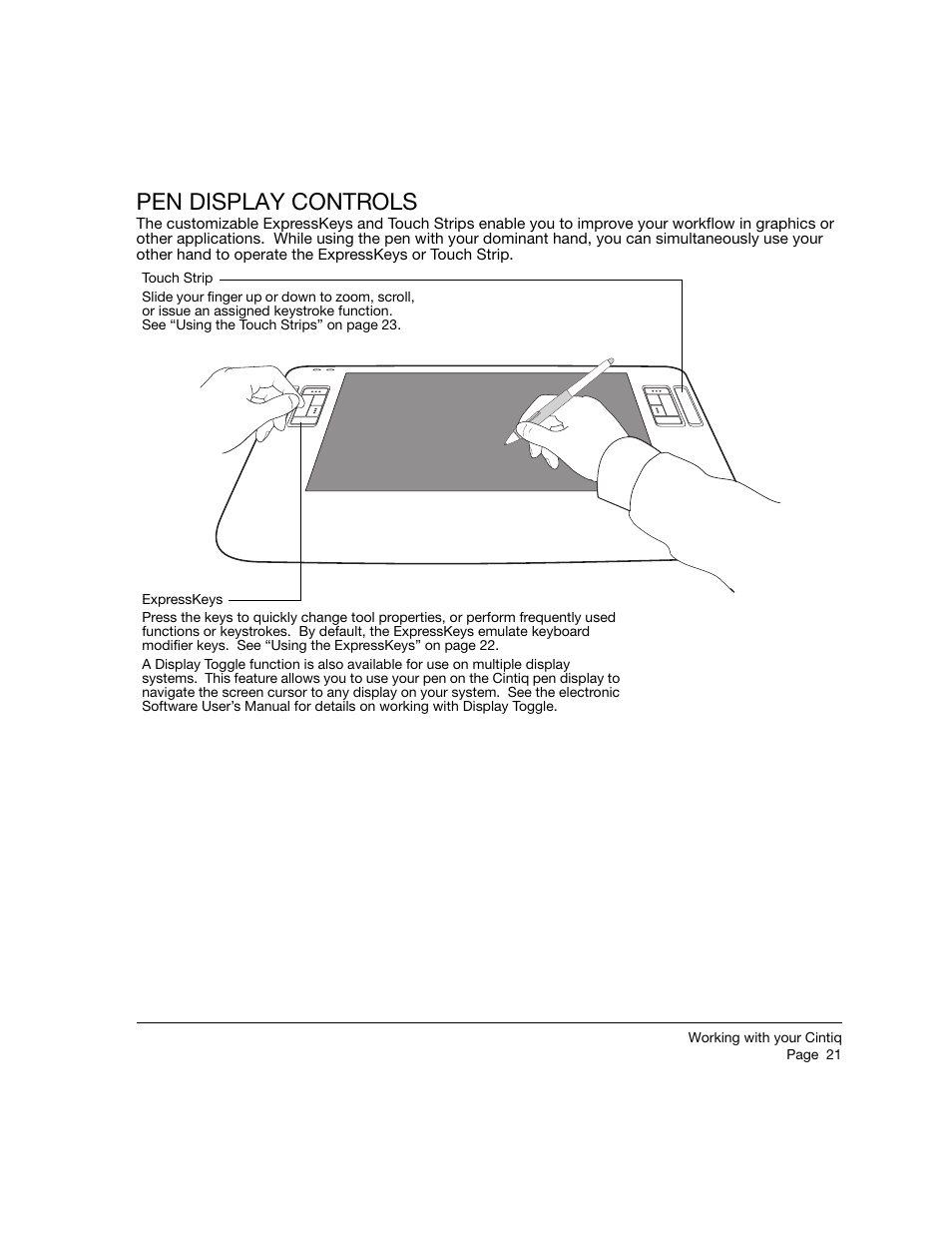 Pen display controls | Wacom 12WX User Manual | Page 23 / 76