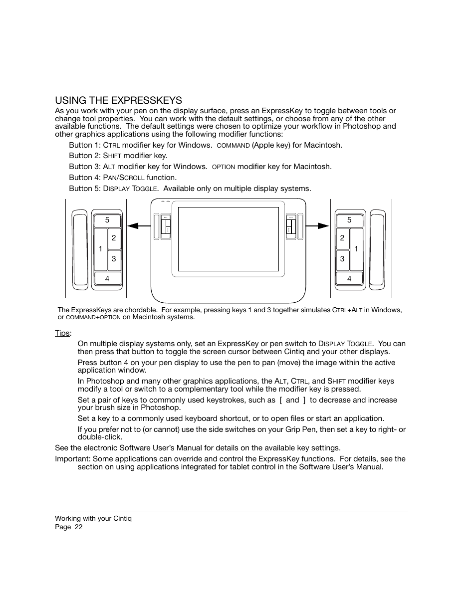 Using the expresskeys | Wacom 12WX User Manual | Page 24 / 76