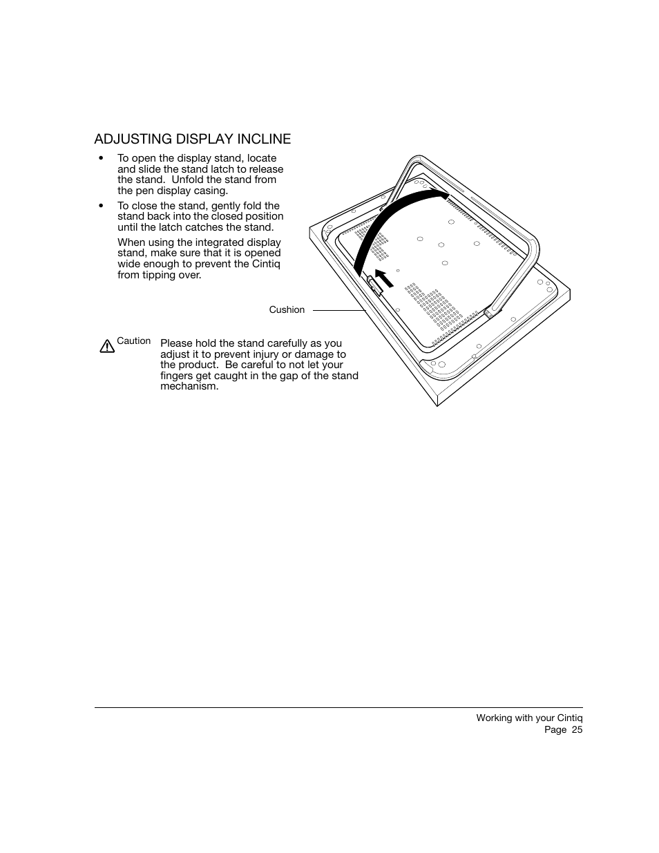 Adjusting display incline | Wacom 12WX User Manual | Page 27 / 76
