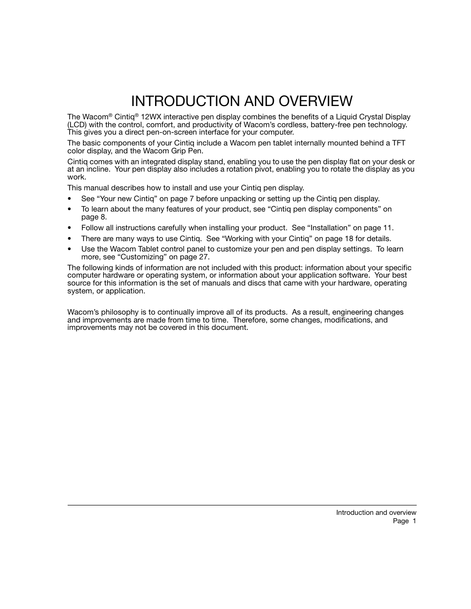 Introduction and overview | Wacom 12WX User Manual | Page 3 / 76
