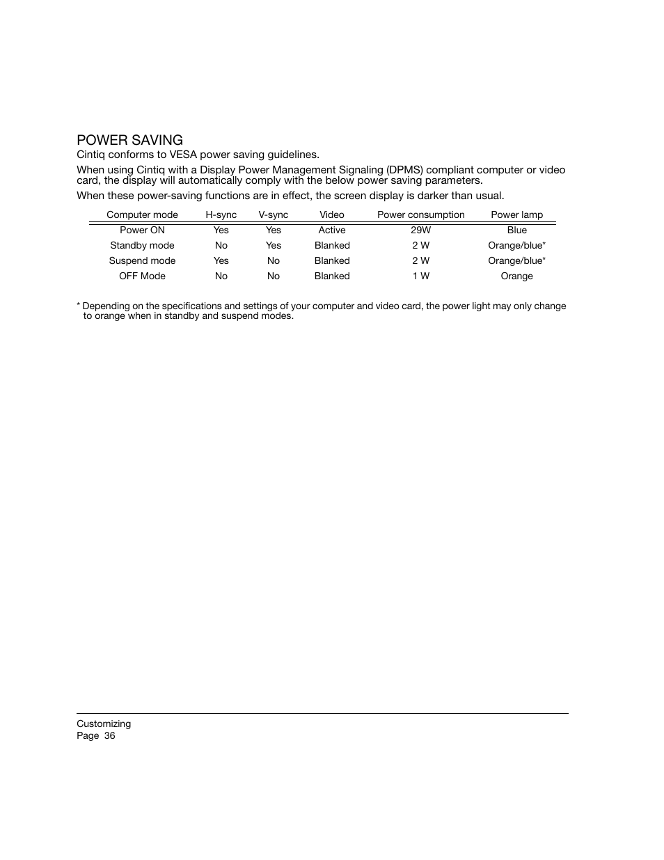 Power saving | Wacom 12WX User Manual | Page 38 / 76