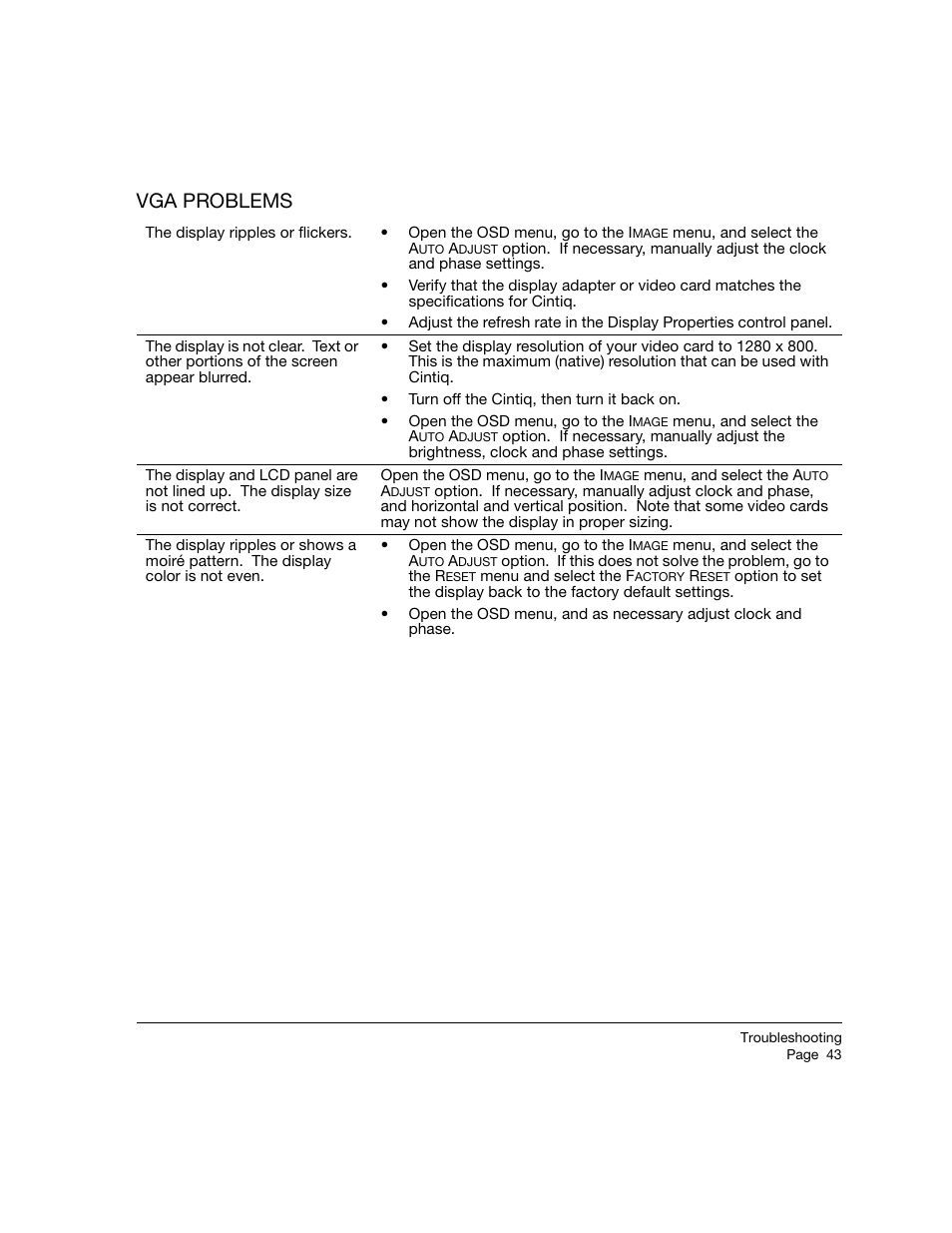 Vga problems | Wacom 12WX User Manual | Page 45 / 76