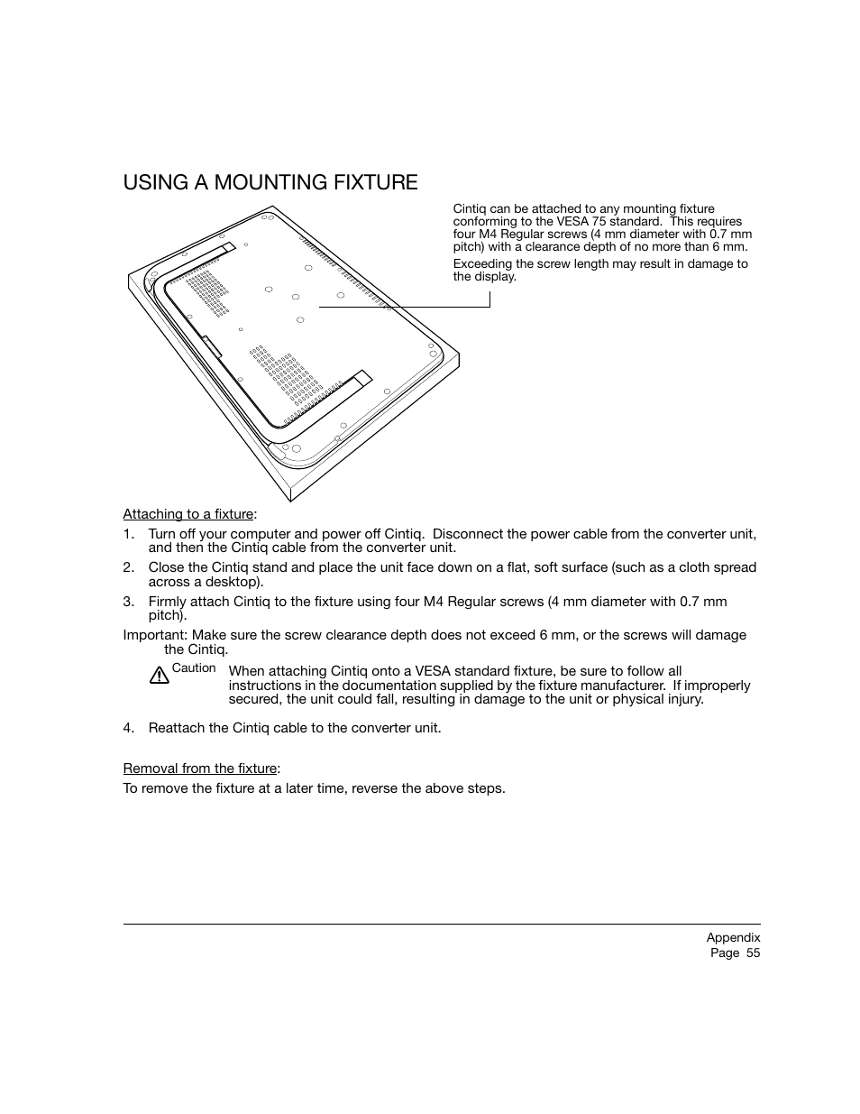 Using a mounting fixture | Wacom 12WX User Manual | Page 57 / 76