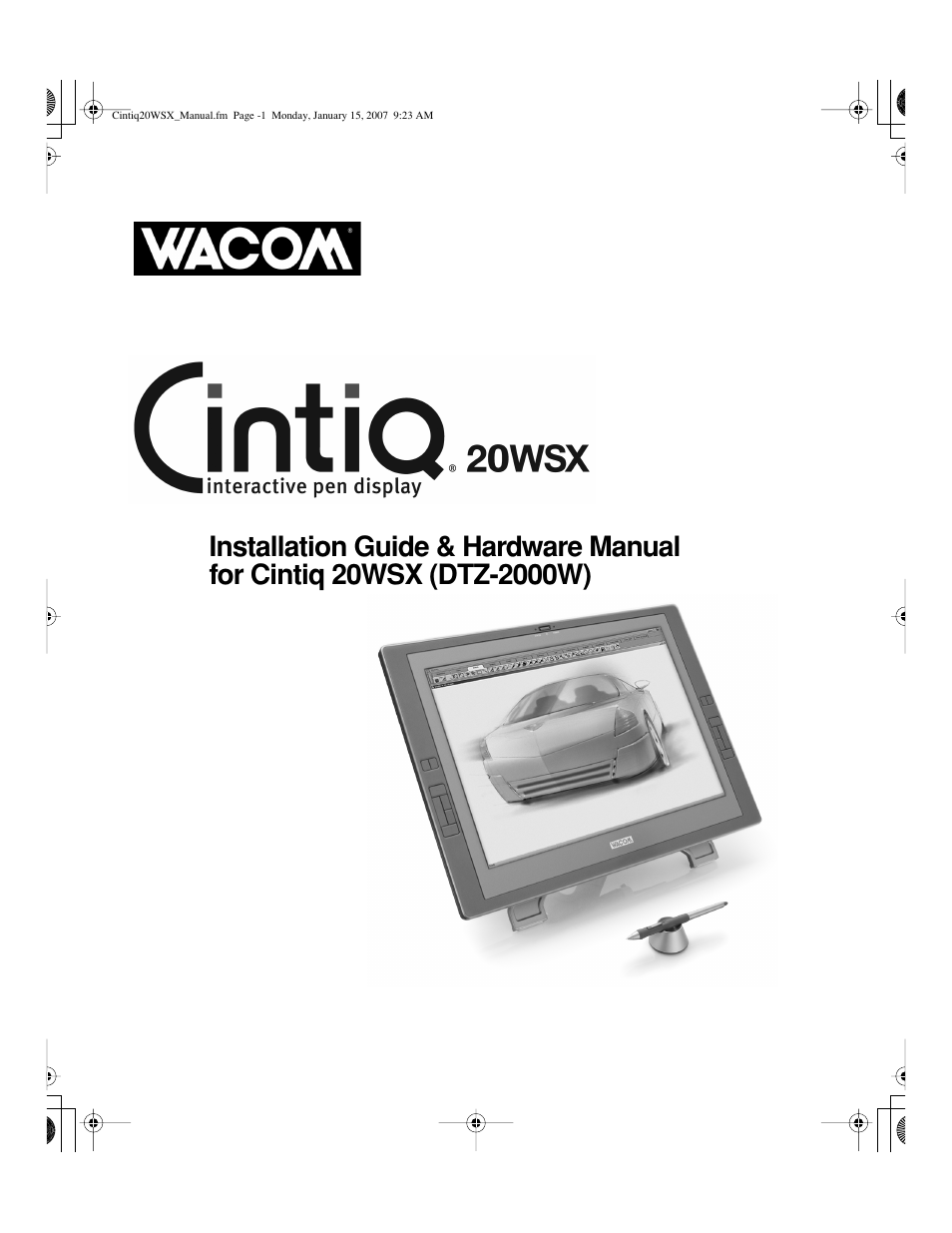 Wacom Cintiq DTZ-2000W User Manual | 72 pages