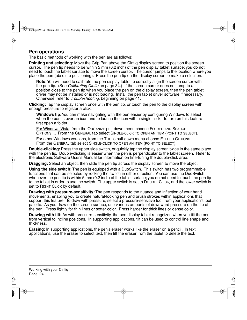 Pen operations | Wacom Cintiq DTZ-2000W User Manual | Page 26 / 72