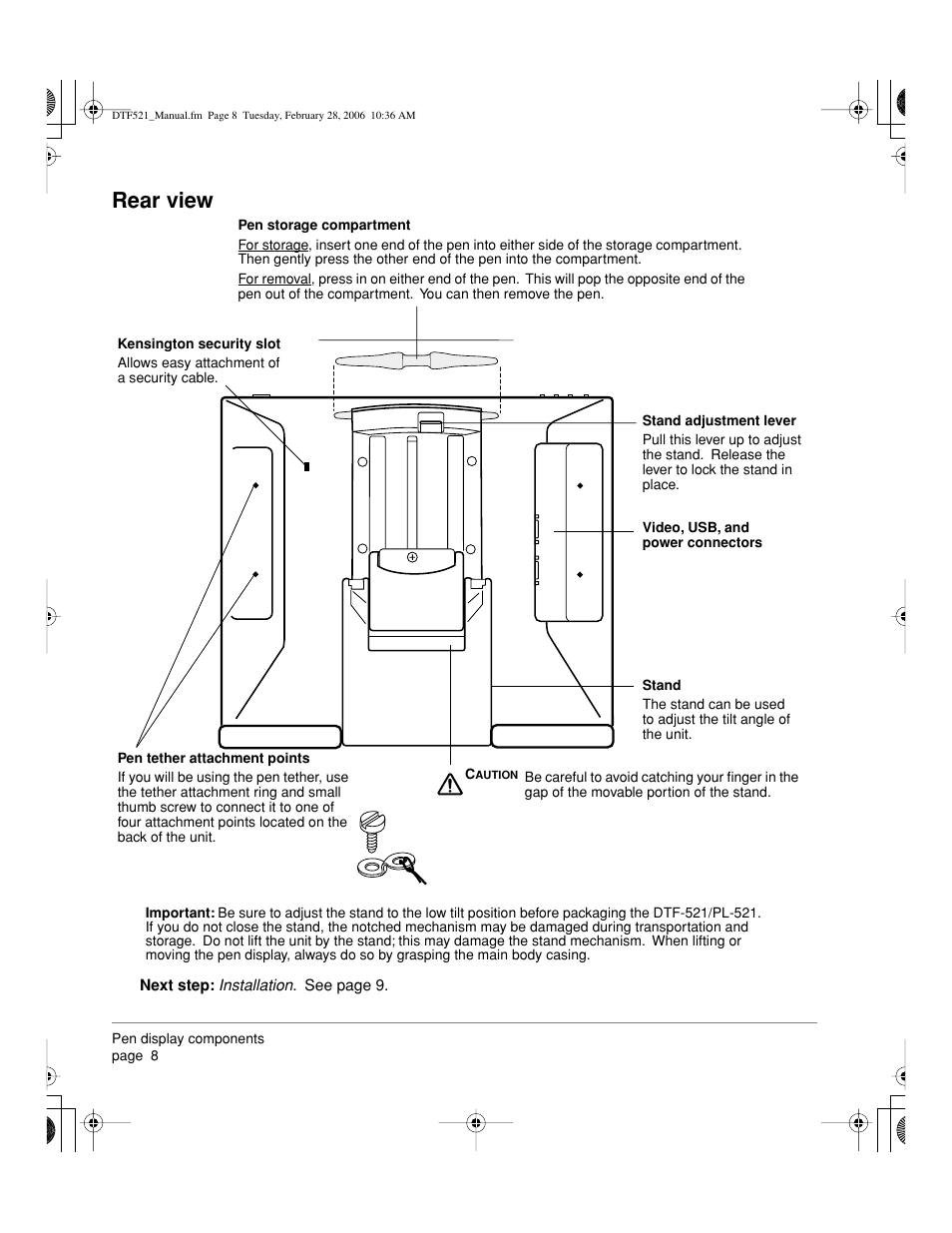 Rear view | Wacom PEN DISPLAY PL-521 User Manual | Page 10 / 52