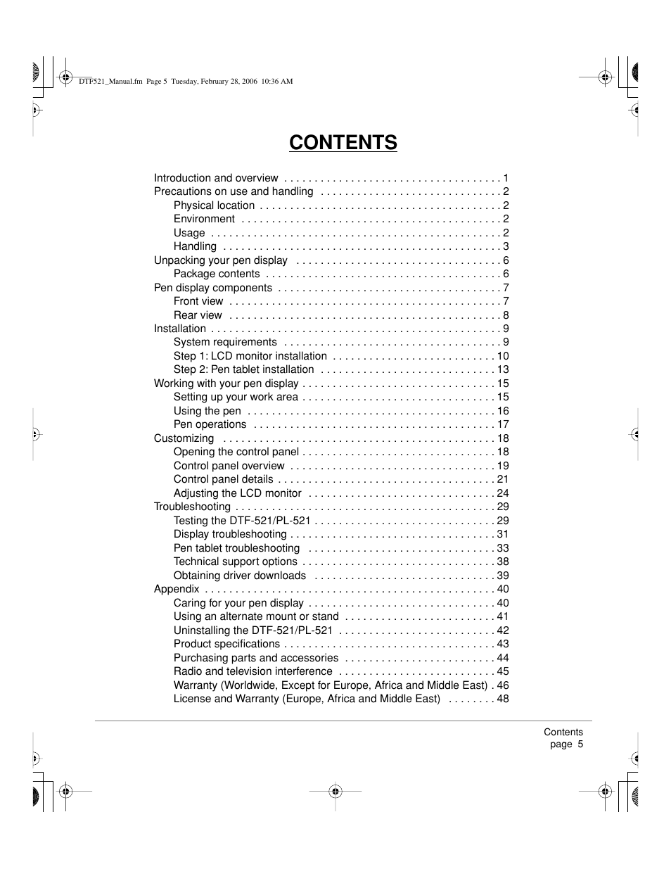 Wacom PEN DISPLAY PL-521 User Manual | Page 7 / 52