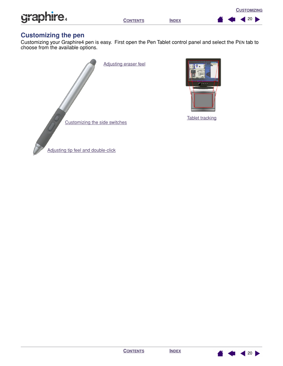 Customizing the pen | Wacom GRAPHIRE 4 User Manual | Page 20 / 58