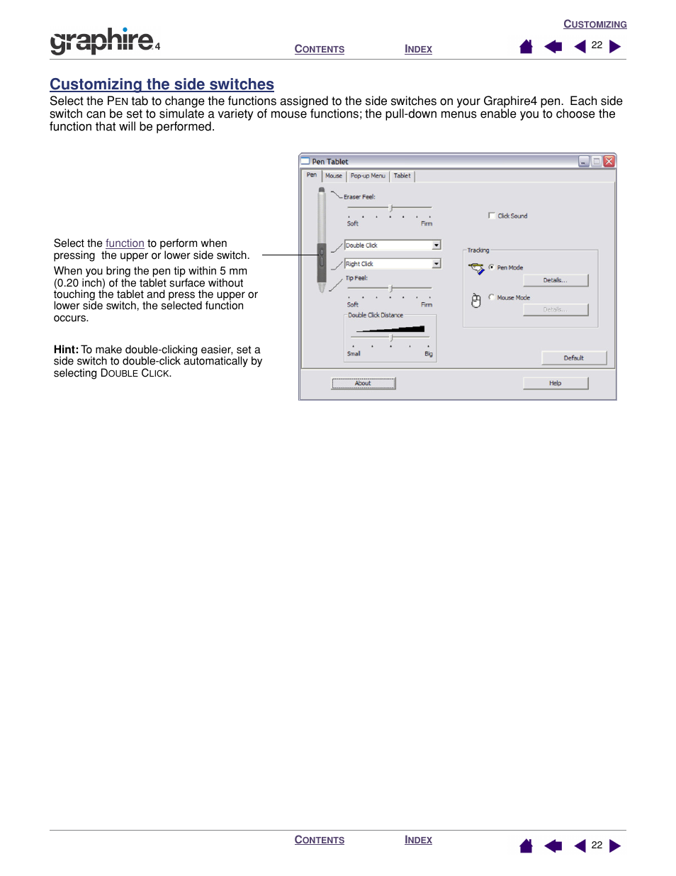 Customizing the side switches | Wacom GRAPHIRE 4 User Manual | Page 22 / 58