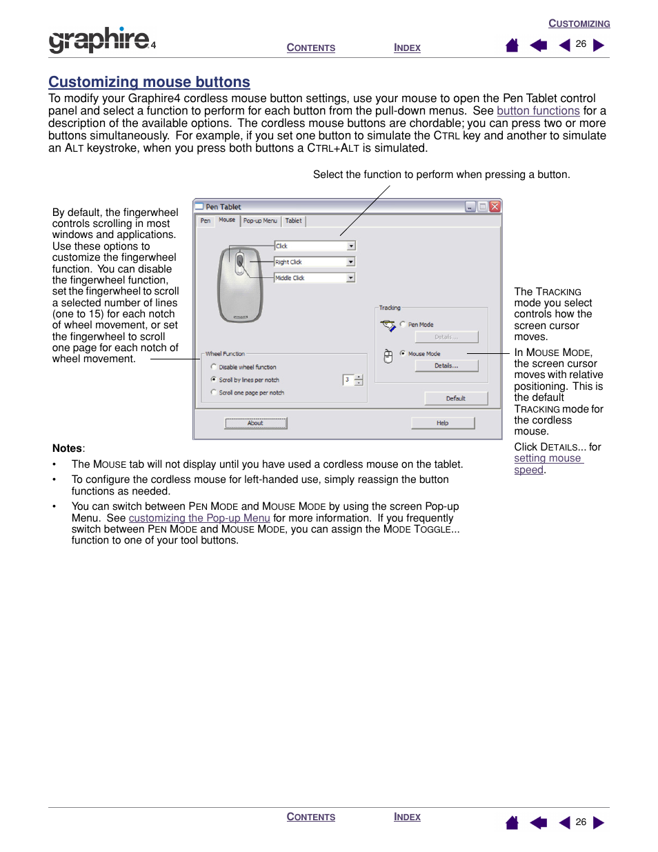 Customizing mouse buttons, Programmable buttons | Wacom GRAPHIRE 4 User Manual | Page 26 / 58