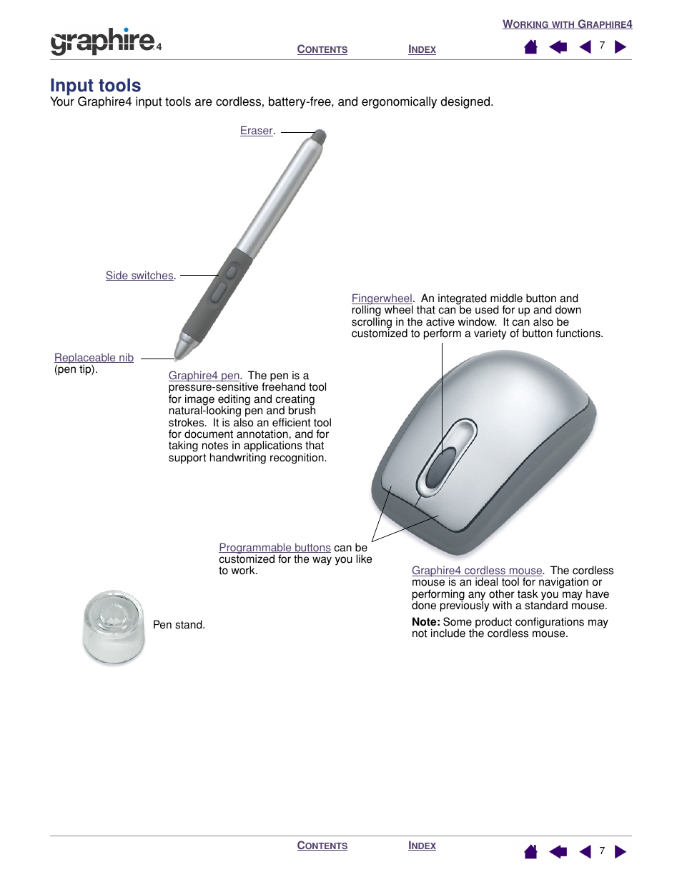 Input tools | Wacom GRAPHIRE 4 User Manual | Page 7 / 58