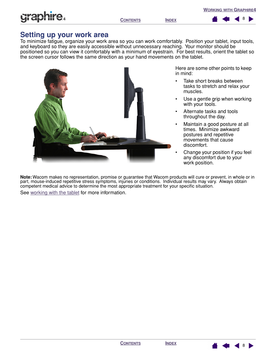 Setting up your work area | Wacom GRAPHIRE 4 User Manual | Page 8 / 58