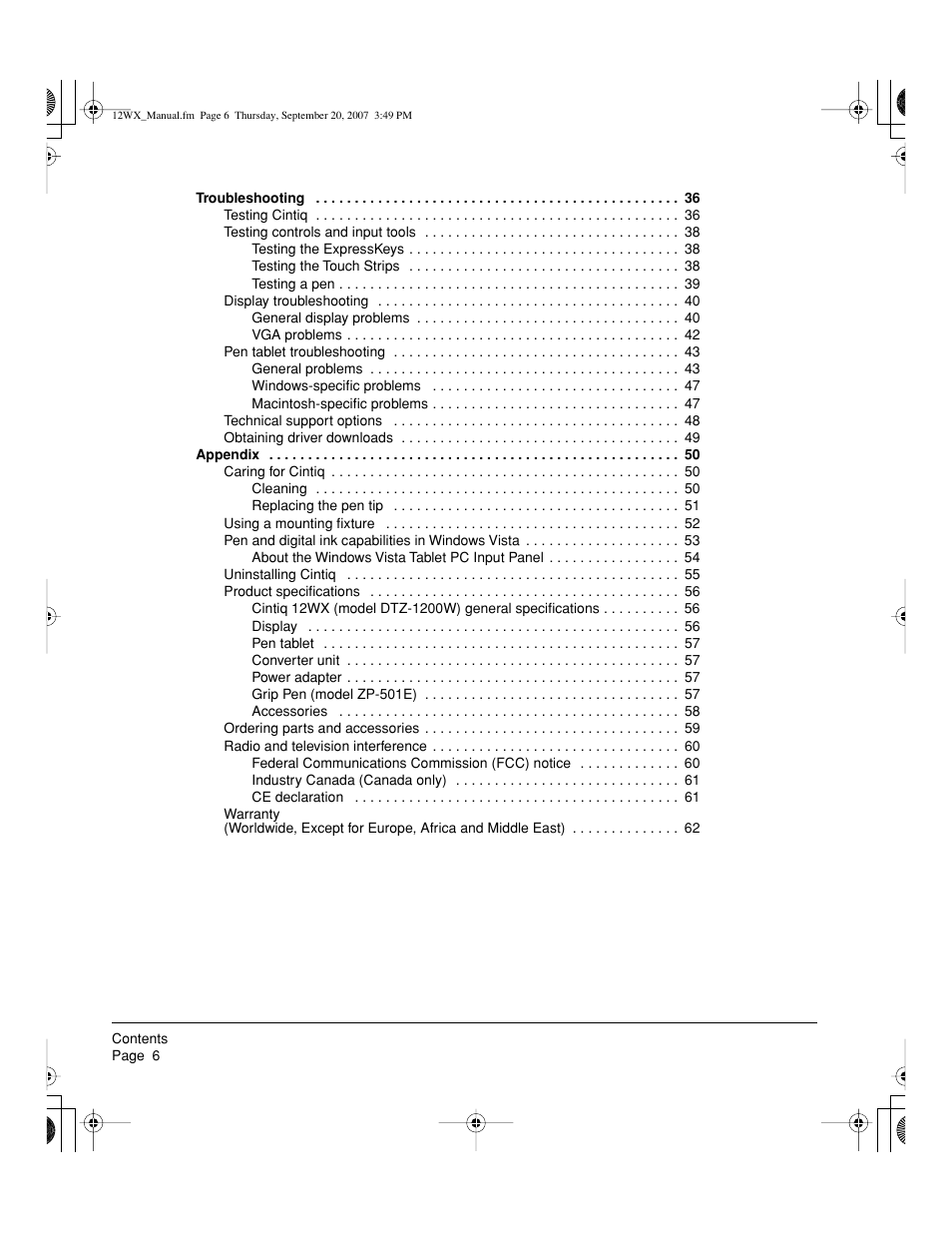 Wacom Cintiq DTZ-1200W User Manual | Page 8 / 68