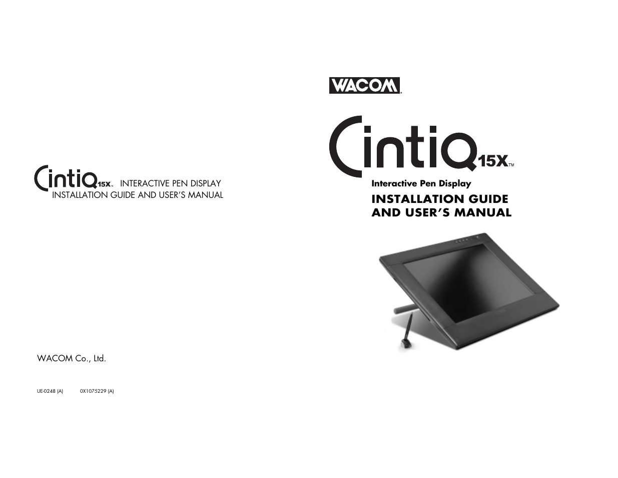 Wacom CINTIQ 15X User Manual | 49 pages