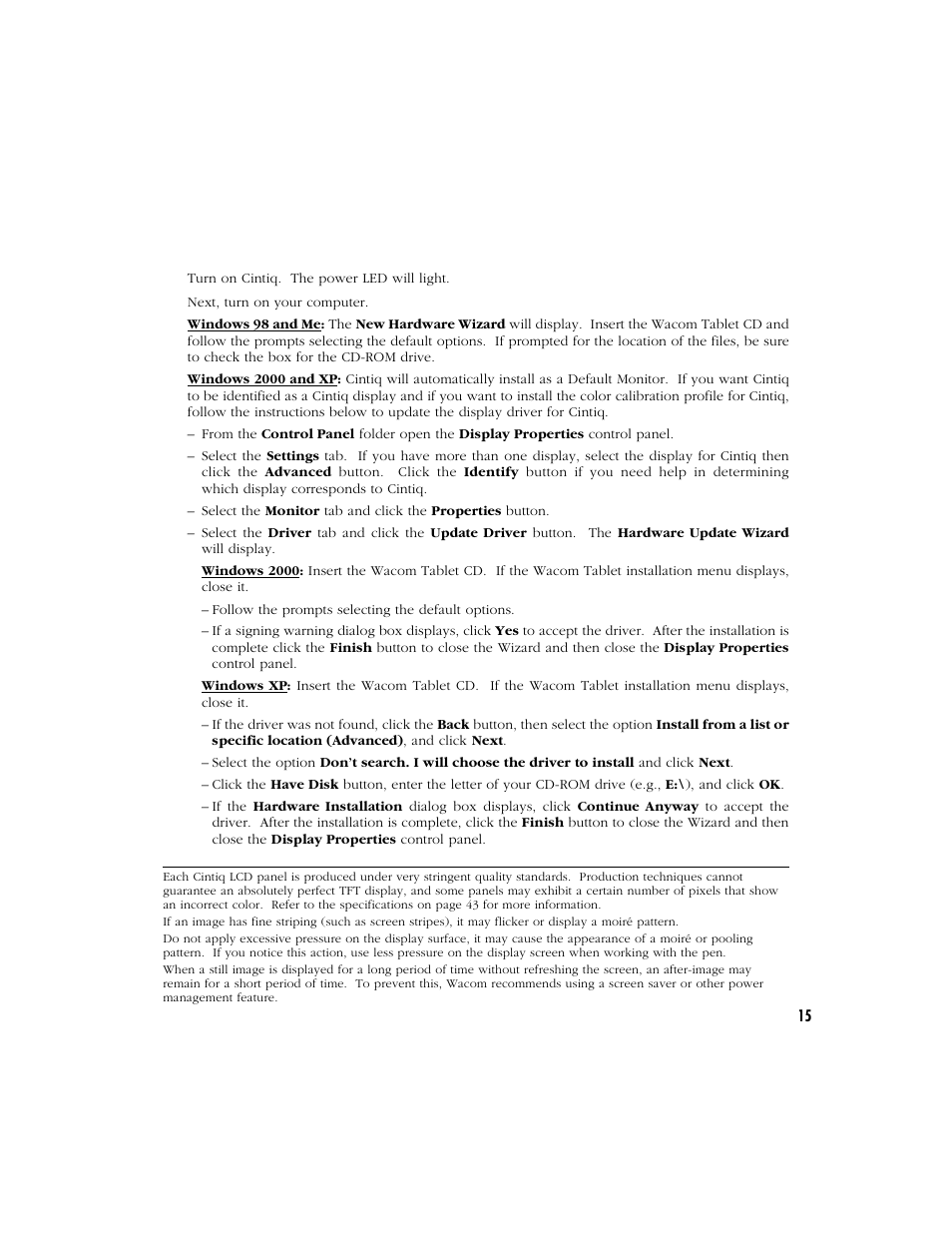 Wacom CINTIQ 15X User Manual | Page 17 / 49