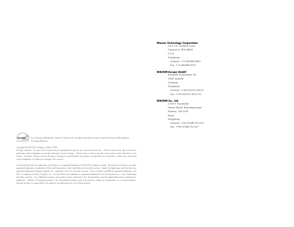 Wacom CINTIQ 15X User Manual | Page 2 / 49