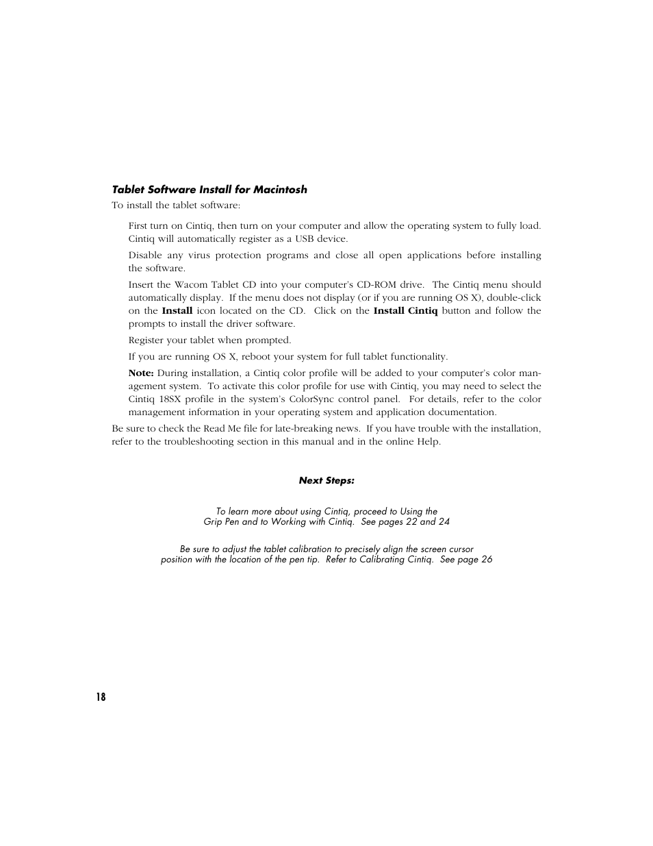 Tablet software install for macintosh | Wacom CINTIQ 15X User Manual | Page 20 / 49