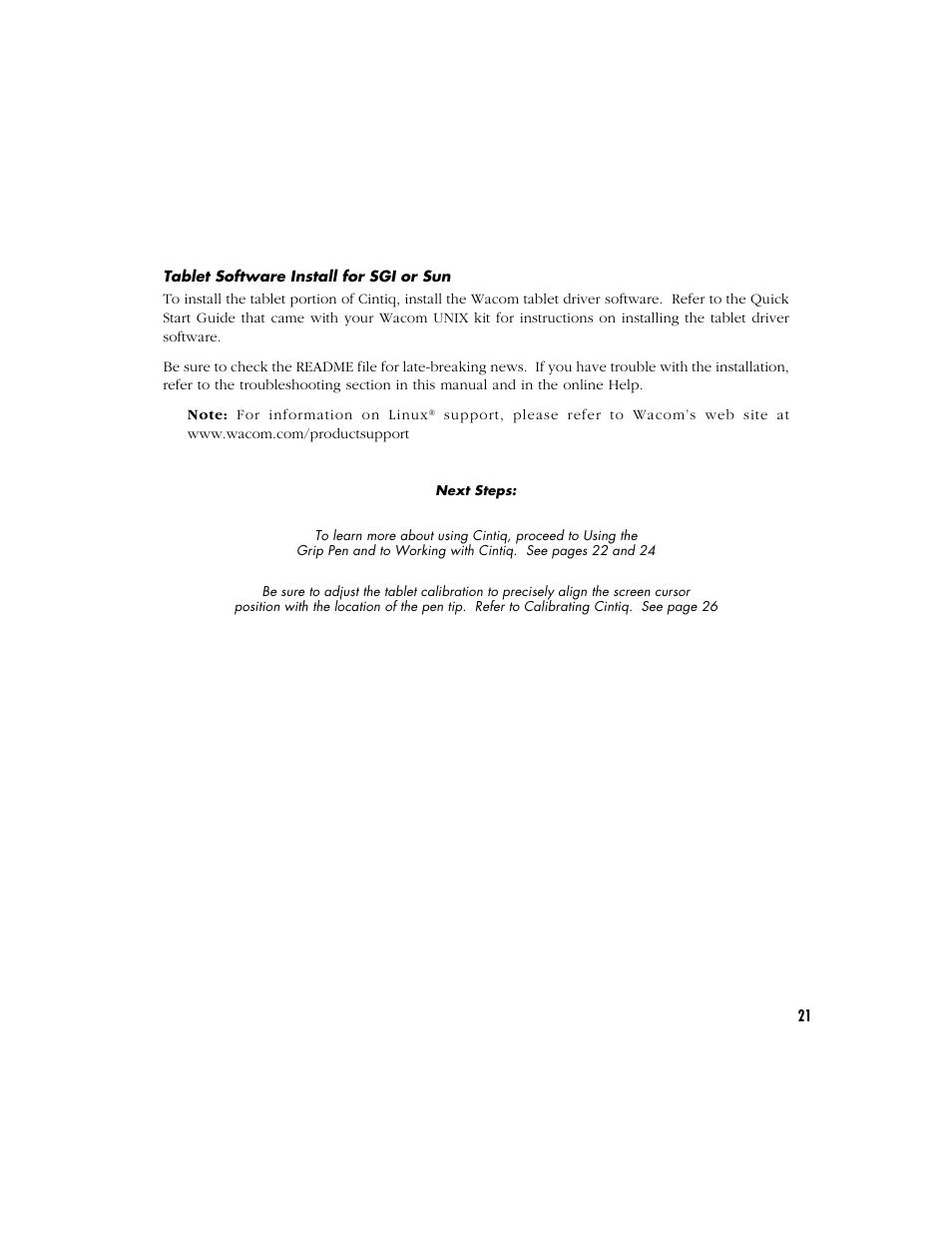 Tablet software install for sgi or sun | Wacom CINTIQ 15X User Manual | Page 23 / 49