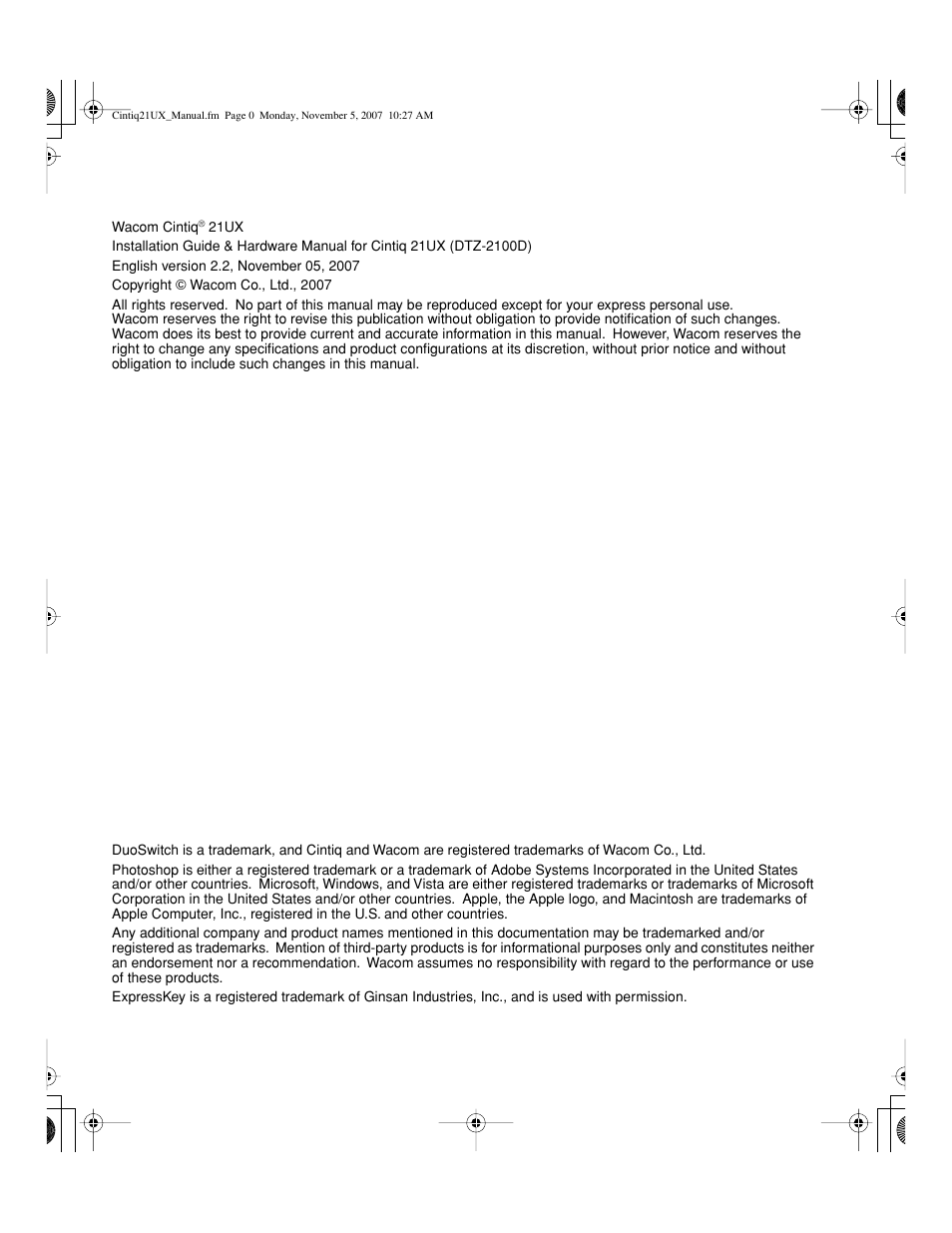 Wacom DTZ-2100D User Manual | Page 2 / 76