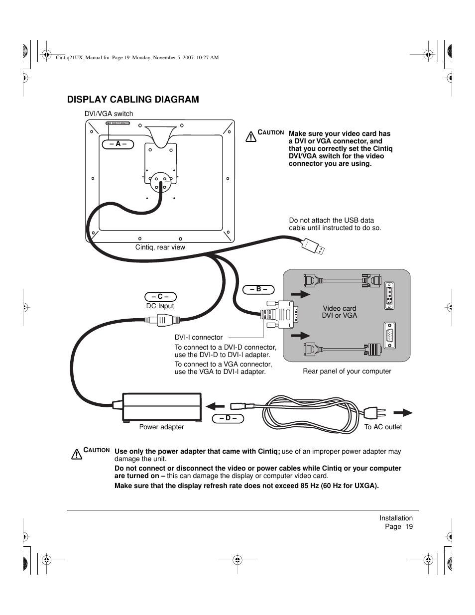 Display cabling diagram | Wacom DTZ-2100D User Manual | Page 21 / 76