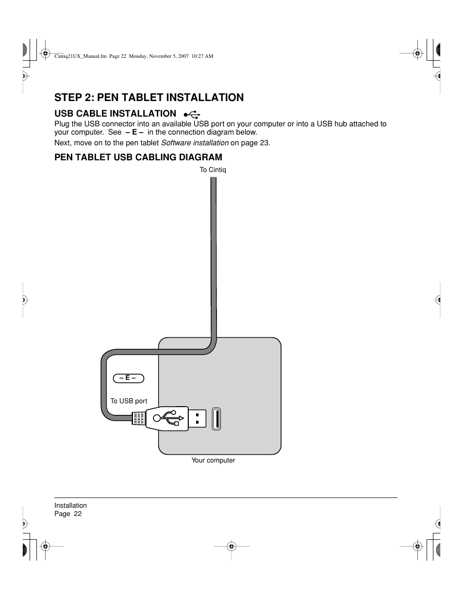 Step 2: pen tablet installation | Wacom DTZ-2100D User Manual | Page 24 / 76