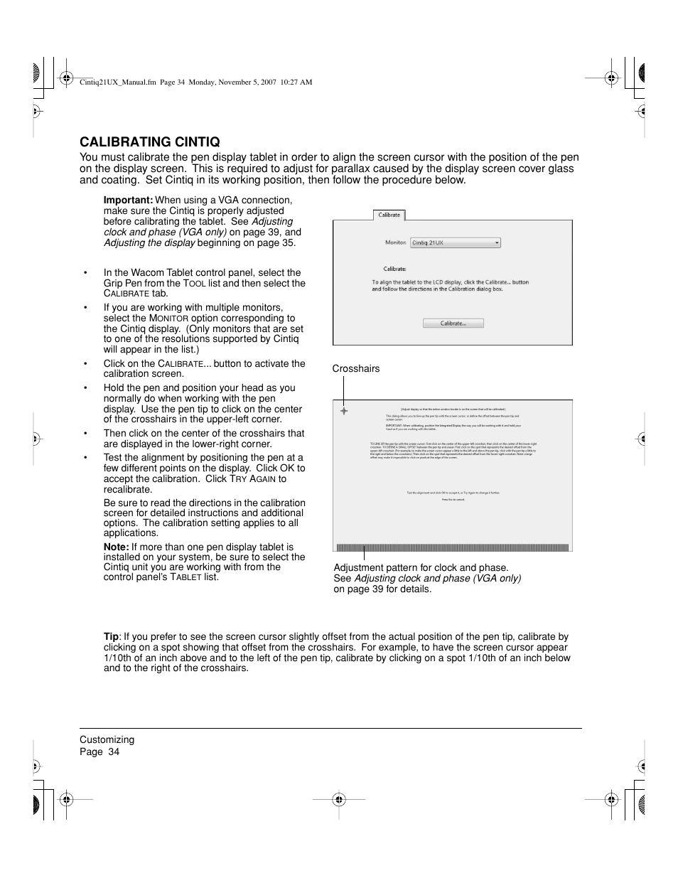 Calibrating cintiq | Wacom DTZ-2100D User Manual | Page 36 / 76