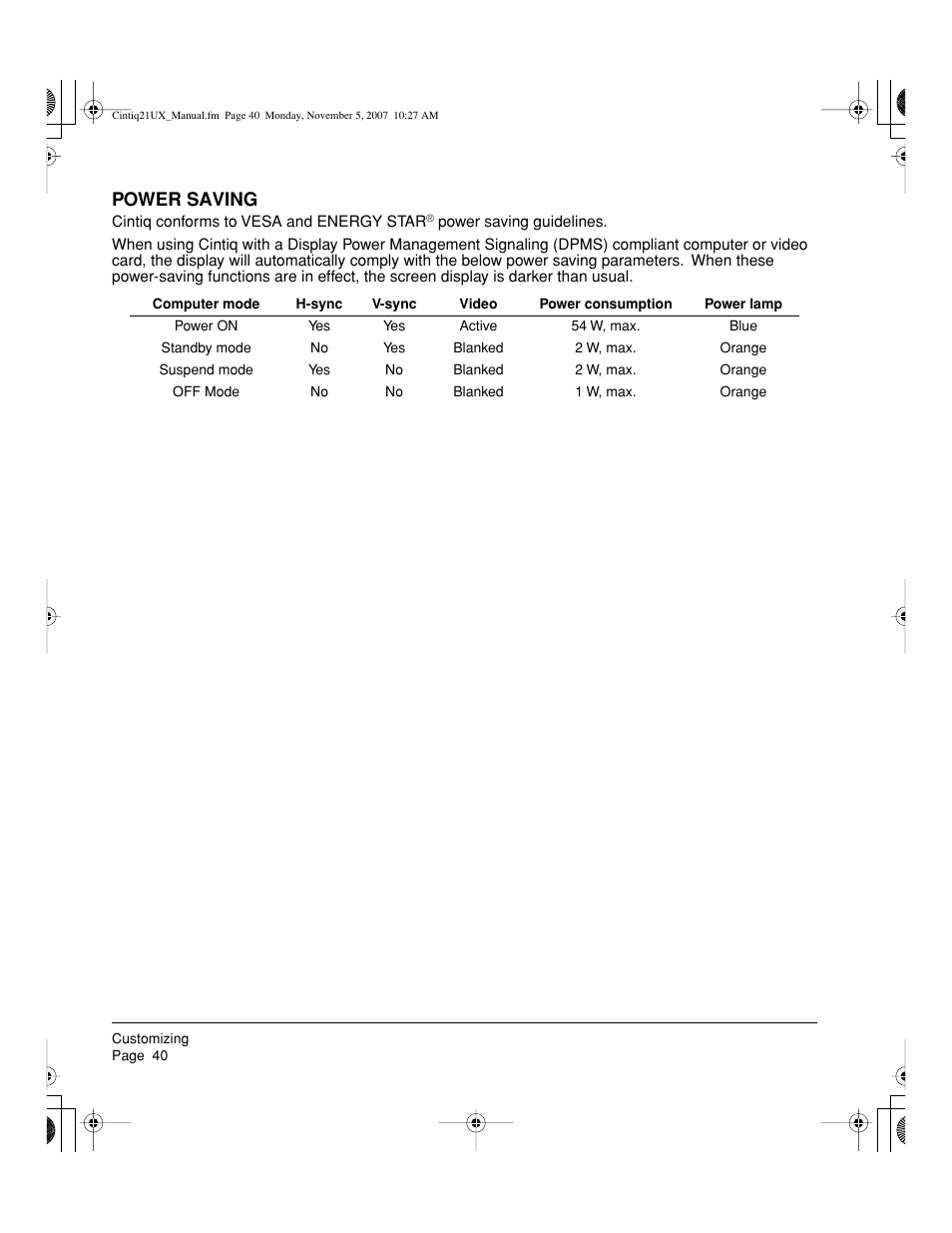 Power saving | Wacom DTZ-2100D User Manual | Page 42 / 76