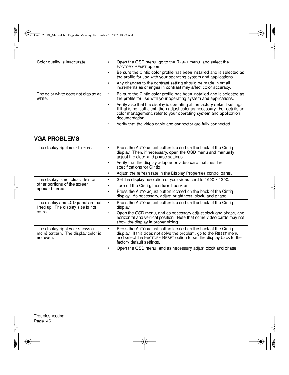 Vga problems | Wacom DTZ-2100D User Manual | Page 48 / 76