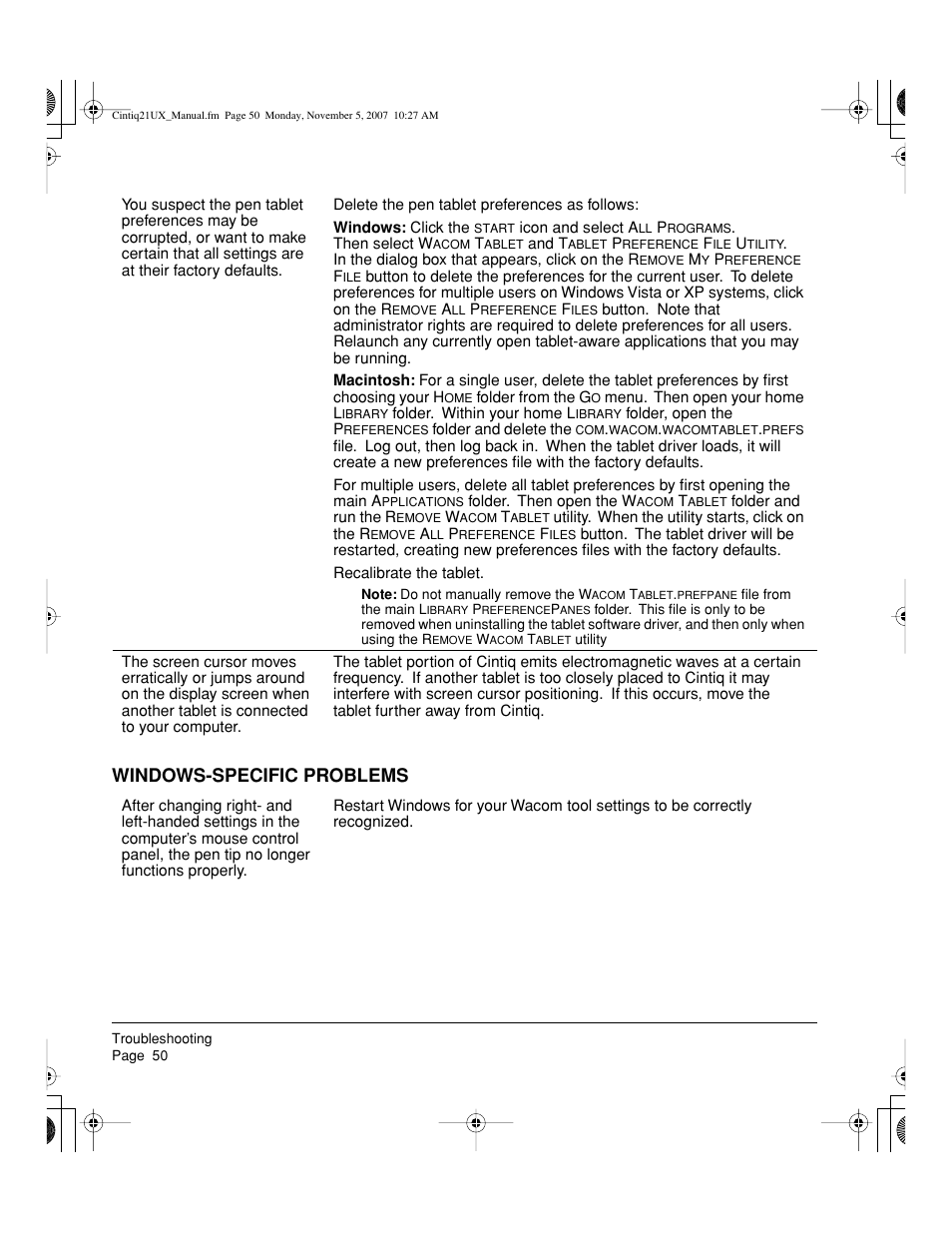 Windows-specific problems | Wacom DTZ-2100D User Manual | Page 52 / 76