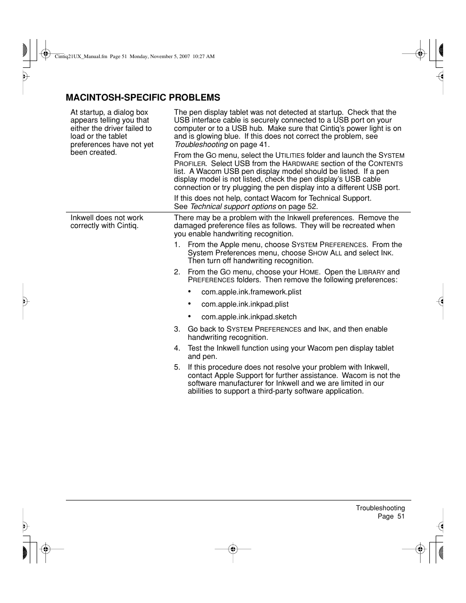 Macintosh-specific problems | Wacom DTZ-2100D User Manual | Page 53 / 76
