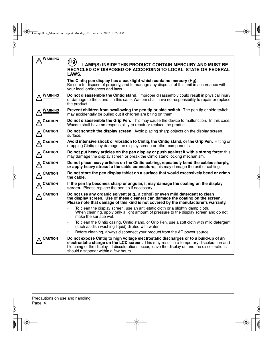 Wacom DTZ-2100D User Manual | Page 6 / 76