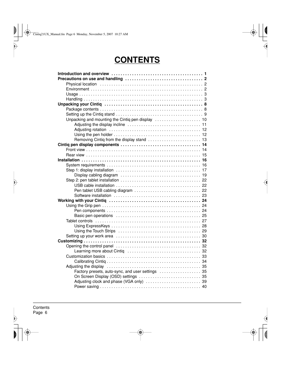 Wacom DTZ-2100D User Manual | Page 8 / 76