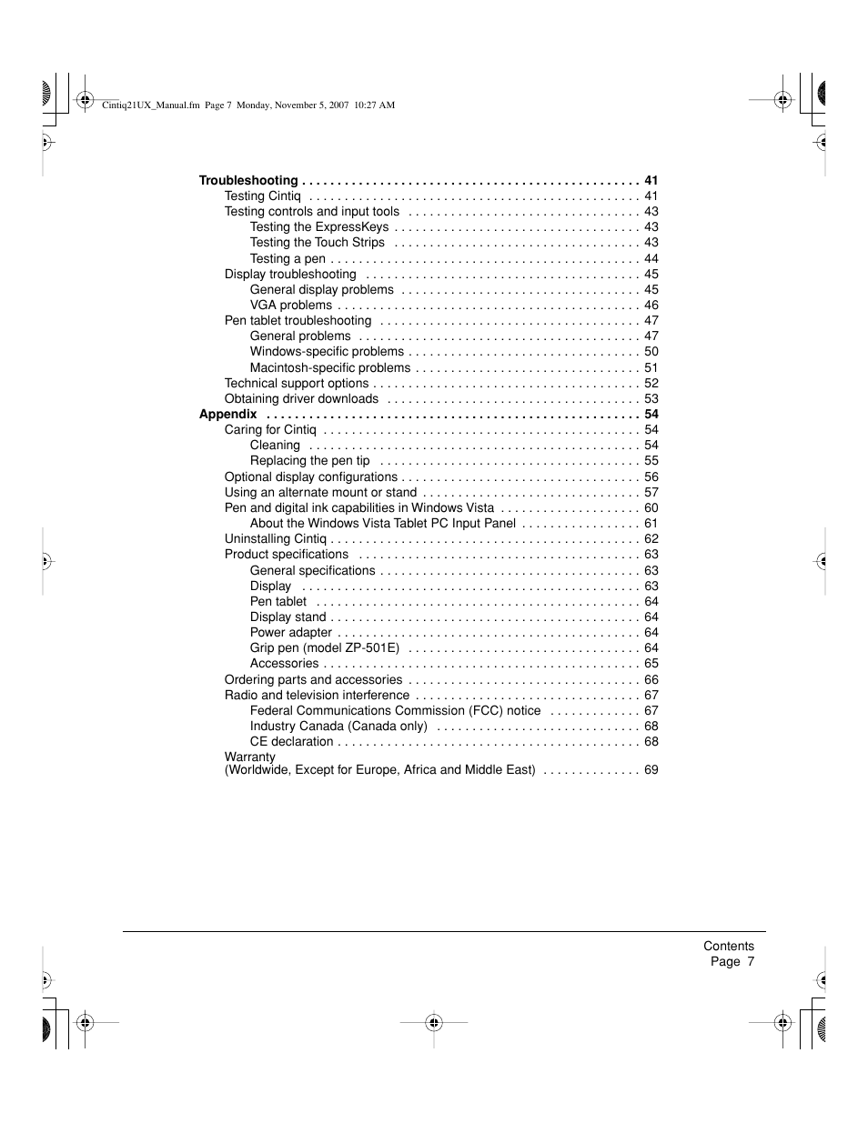 Wacom DTZ-2100D User Manual | Page 9 / 76