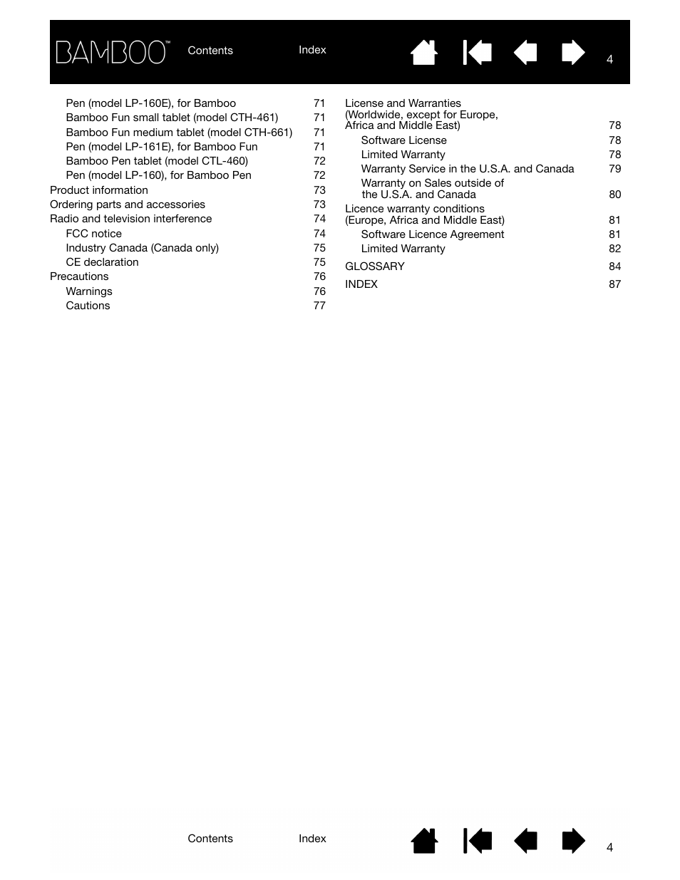 Wacom BAMBOO CTL-460 User Manual | Page 4 / 90