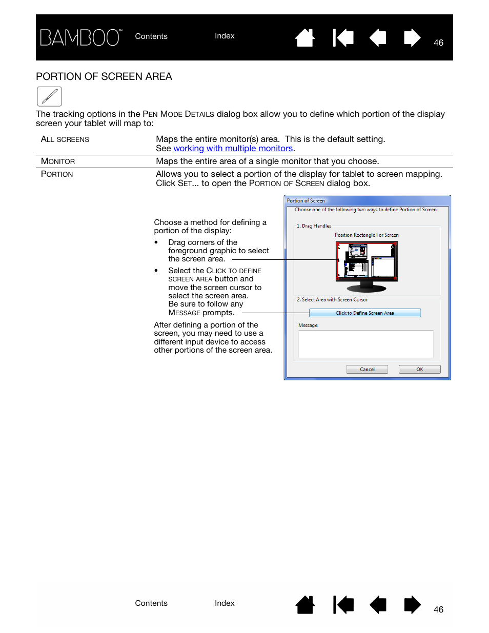 Portion of screen area | Wacom BAMBOO CTL-460 User Manual | Page 46 / 90