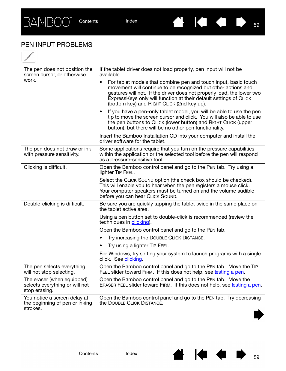 Pen input problems | Wacom BAMBOO CTL-460 User Manual | Page 59 / 90