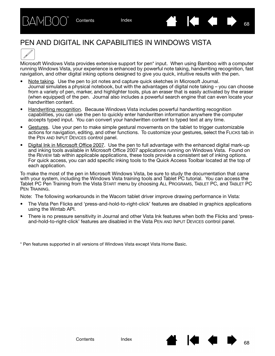 Pen and digital ink capabilities in windows vista, Digital inking, Digital ink | Wacom BAMBOO CTL-460 User Manual | Page 68 / 90