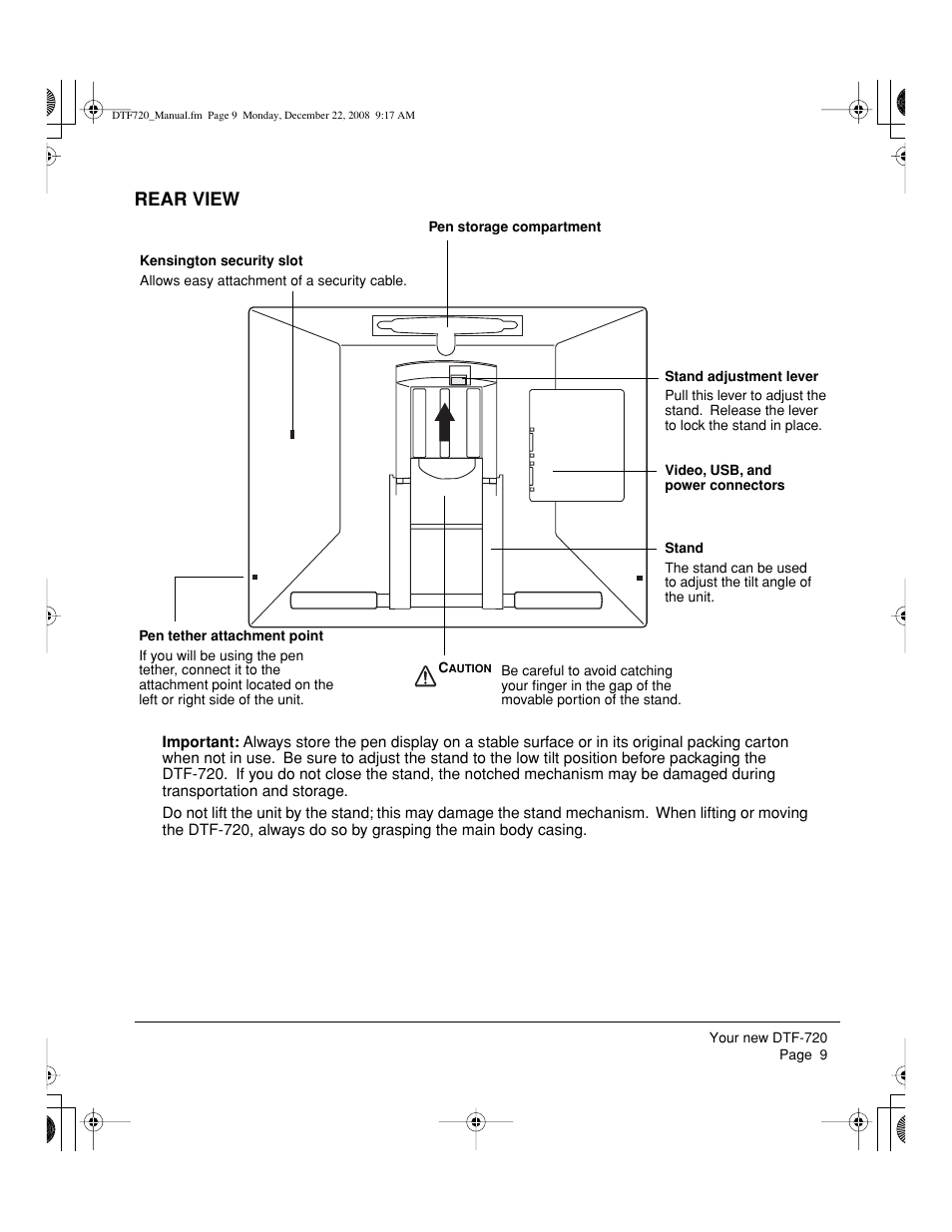 Rear view | Wacom DTF-720 User Manual | Page 11 / 60