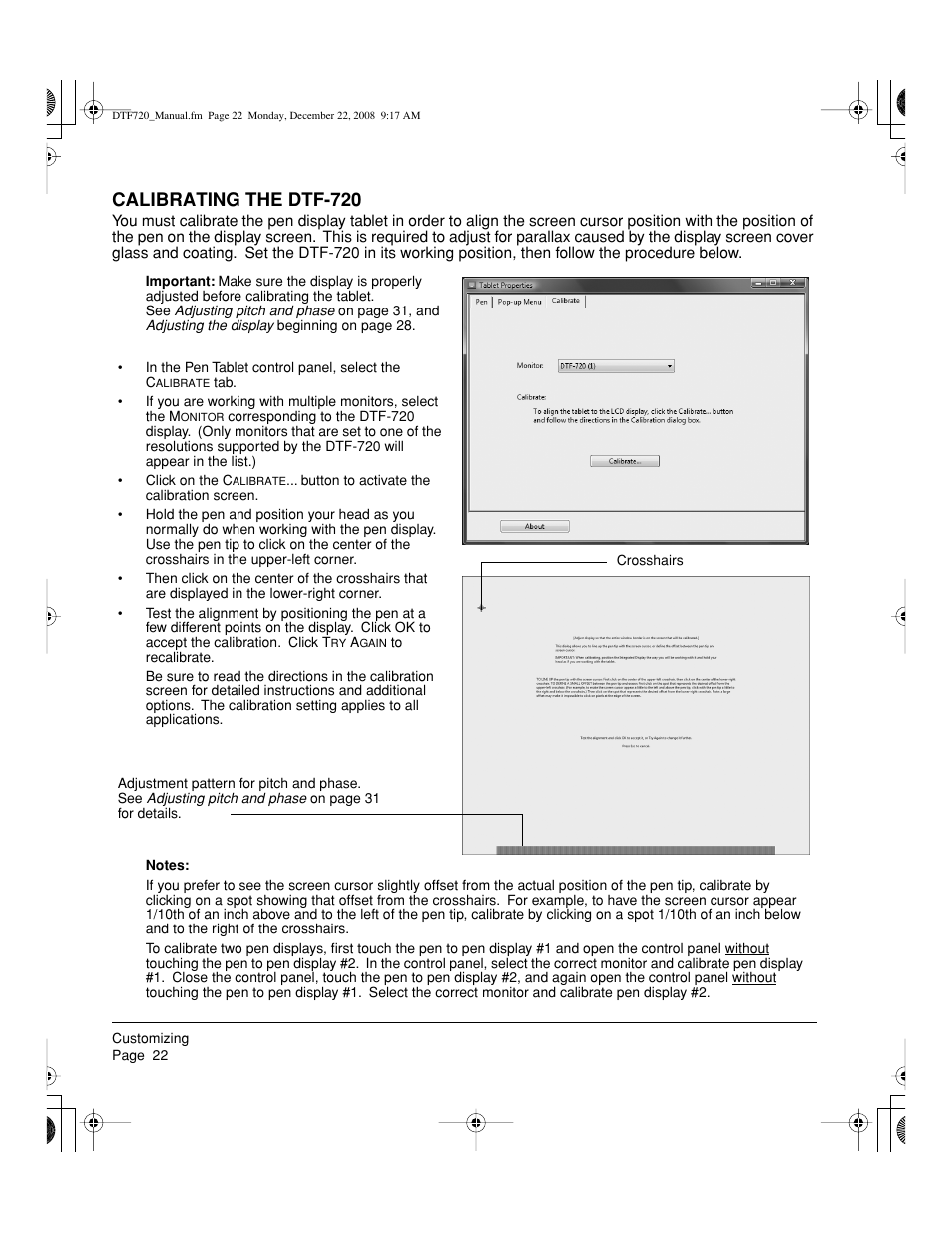 Calibrating the dtf-720 | Wacom DTF-720 User Manual | Page 24 / 60