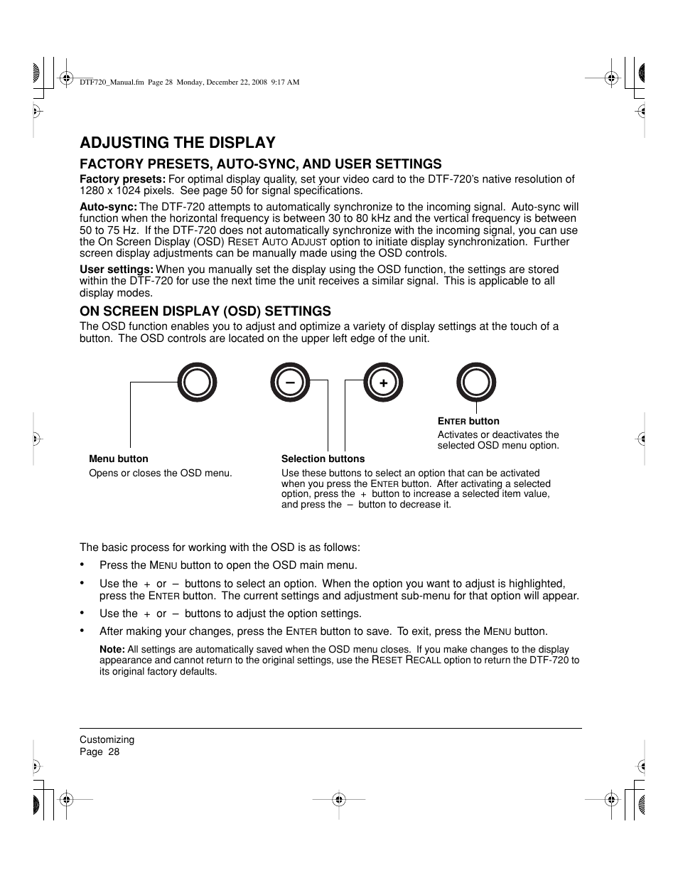 Adjusting the display | Wacom DTF-720 User Manual | Page 30 / 60