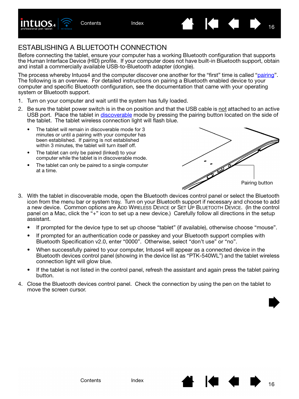 Establishing a bluetooth connection, Wireless connection, Establishing a bluetooth | Connection | Wacom INTUOS4 WIRELESS PTK-540WL User Manual | Page 16 / 116
