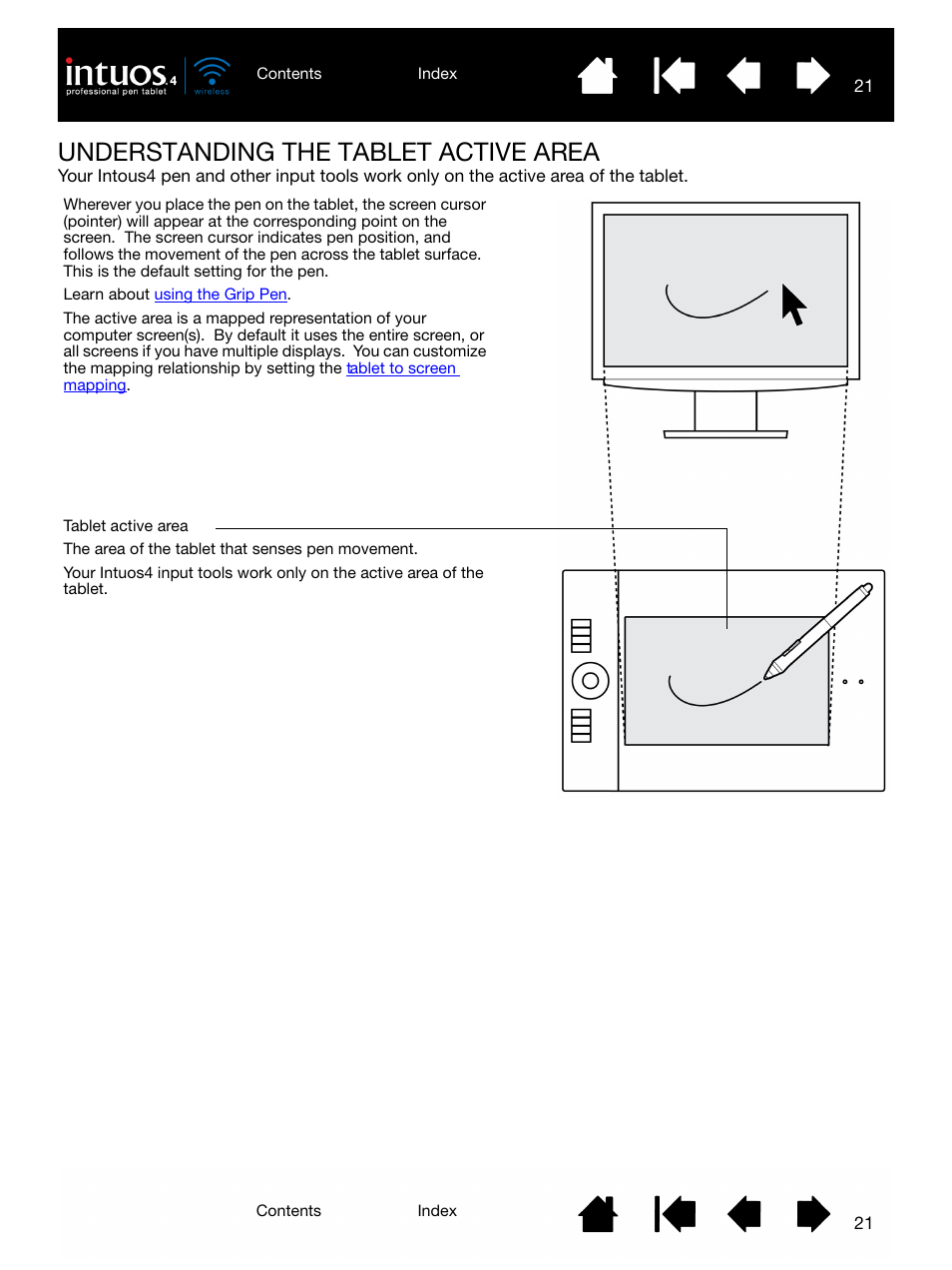 Understanding the tablet active area, Active area | Wacom INTUOS4 WIRELESS PTK-540WL User Manual | Page 21 / 116