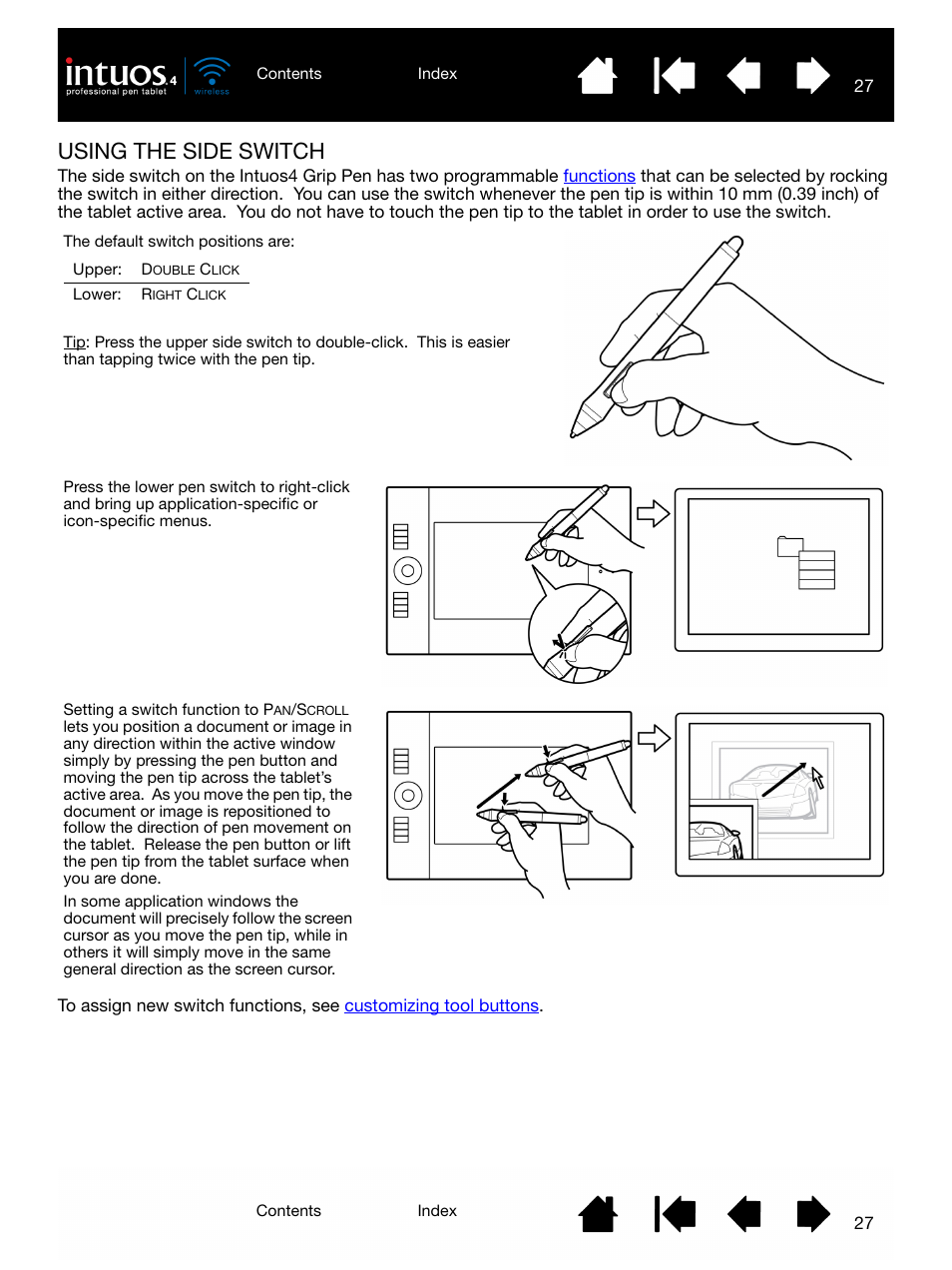 Using the side switch, Duoswitch | Wacom INTUOS4 WIRELESS PTK-540WL User Manual | Page 27 / 116