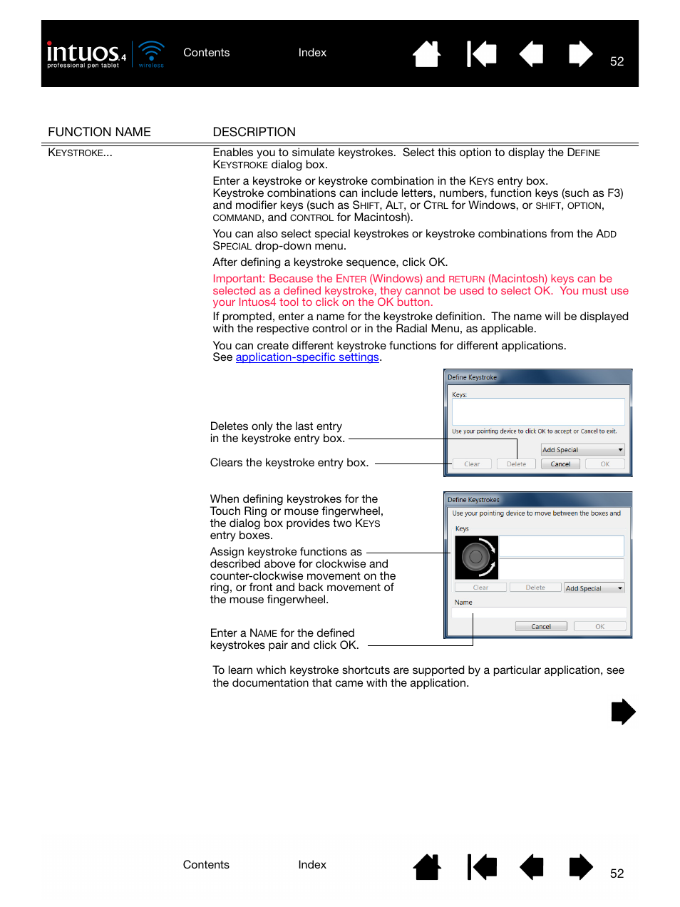 Eystroke, Keystroke | Wacom INTUOS4 WIRELESS PTK-540WL User Manual | Page 52 / 116