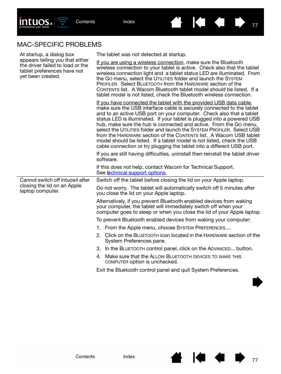 Mac-specific problems | Wacom INTUOS4 WIRELESS PTK-540WL User Manual | Page 77 / 116