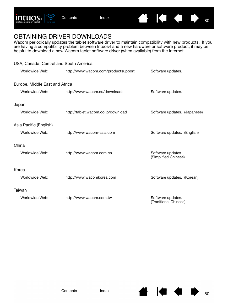 Obtaining driver downloads, For info | Wacom INTUOS4 WIRELESS PTK-540WL User Manual | Page 80 / 116
