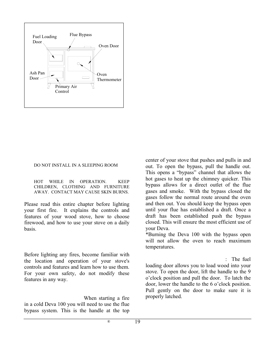 Operating your deva wood stove | Weiman Products Deva 100 User Manual | Page 19 / 31