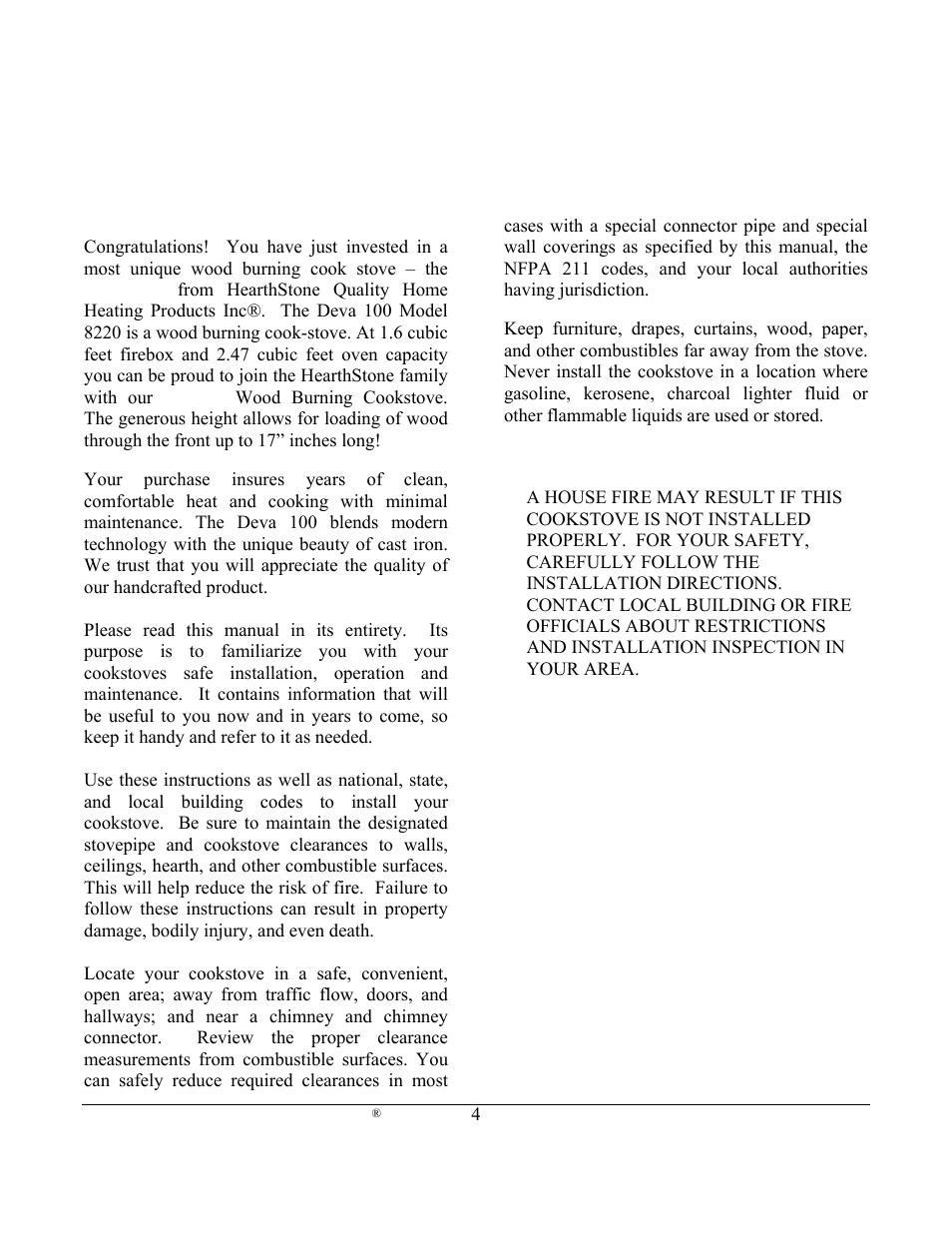 Introducing your deva 100 wood-fired cookstove | Weiman Products Deva 100 User Manual | Page 4 / 31