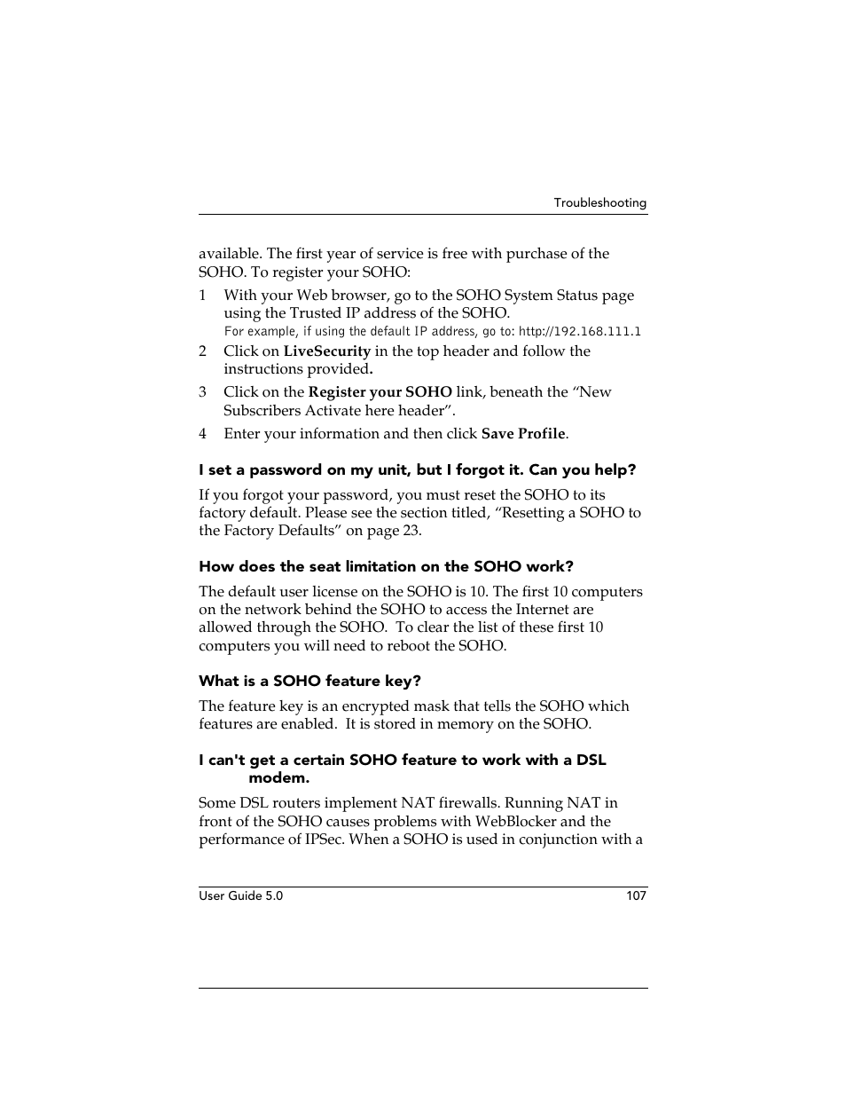 How does the seat limitation on the soho work, What is a soho feature key | WatchGuard Technologies SOHO User Manual | Page 107 / 118